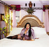 pink leopard satin bedroom robe