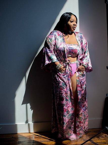 pink satin robe