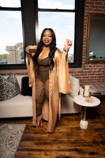 nude satin robe
