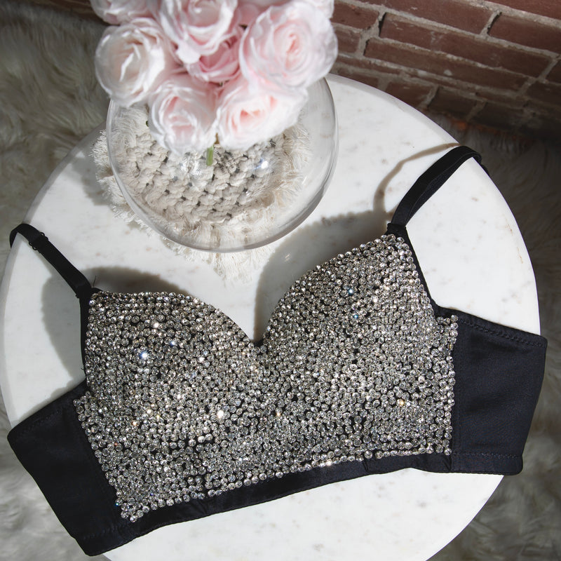 Black€Silver Baddie Bralette Bustier