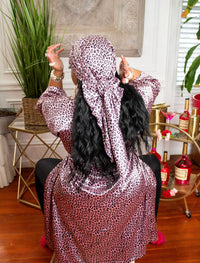 pink leopard robe with matching scarf