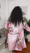 pink peacock satin robe 
